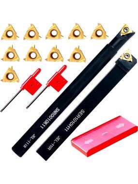10pcs Metal Lathe Cutting Tools Set - External & Internal Threading Holders with